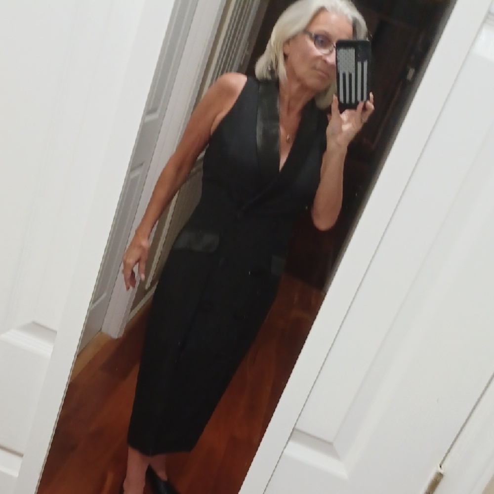 Tuxedo Sleeveless Sheath Midi Dress